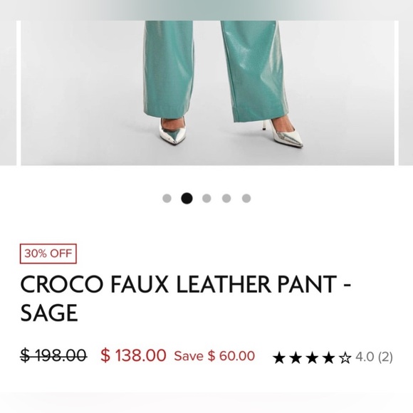 The Noli Shop CROCO FAUX LEATHER PANT - SAGE - Picture 2 of 4